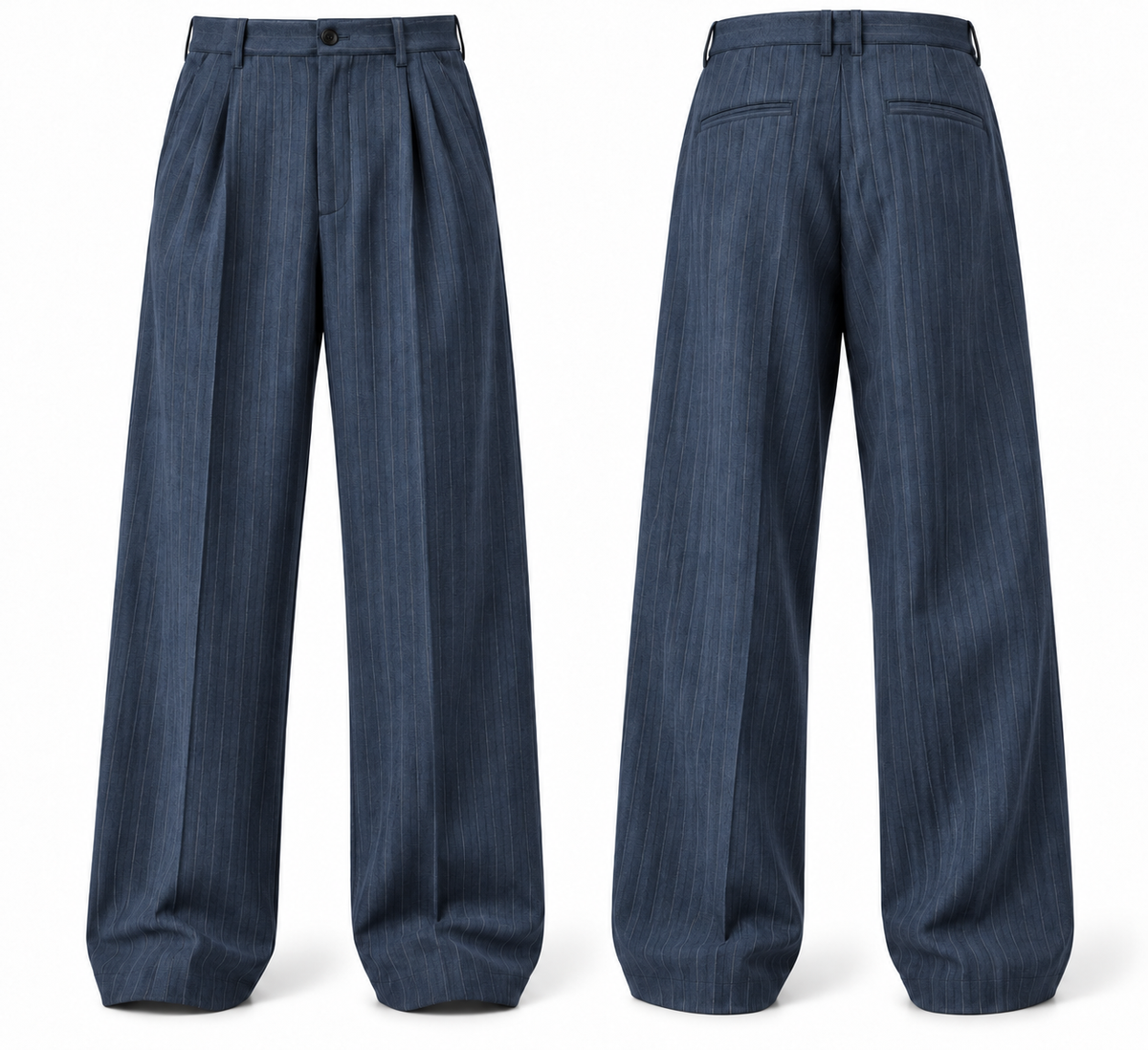 Pinstripe Wide-Leg Trousers