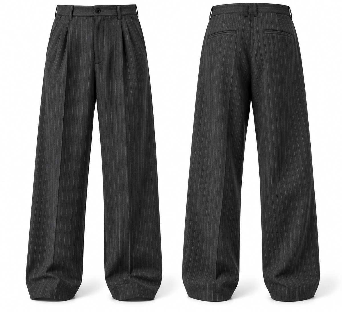 Pinstripe Wide-Leg Trousers