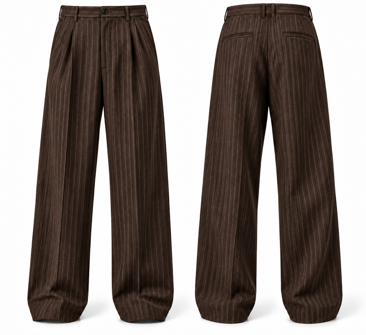 Pinstripe Wide-Leg Trousers