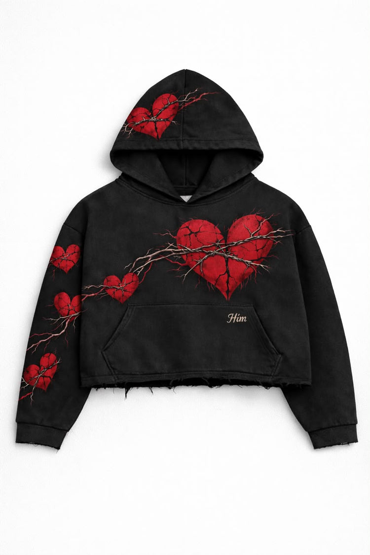 Butterfly Crop Hoodie - Black